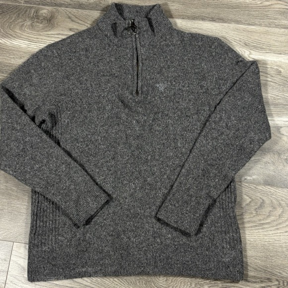 Barbour Tisbury Wool Silk Blend 1/4 Zip Sweater Mens Medium Gray Washable - Picture 1 of 9